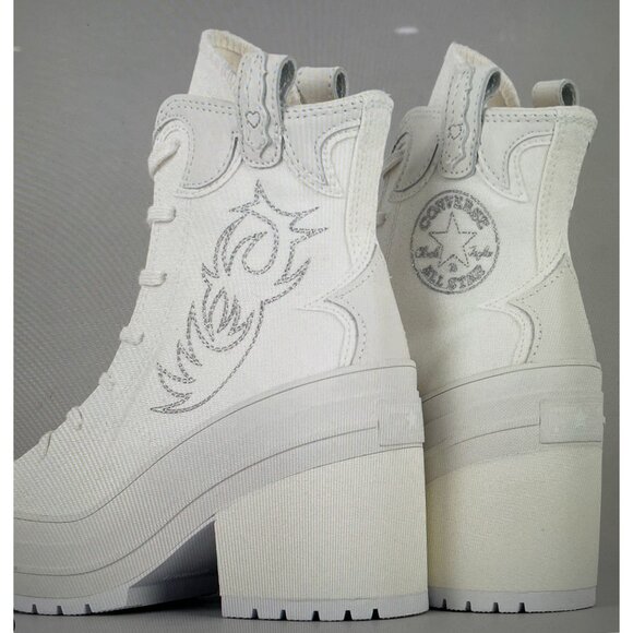 CONVERSE Chuck 70 De Luxe Heel Western Hi Platform A10335C Size Women’s 10.5 Whi - Picture 3 of 16